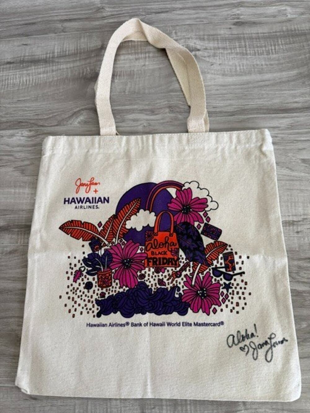 Jana Lam for Hawaiian Airlines/Bank of Hawaii Canvas Tote Bag-Signed